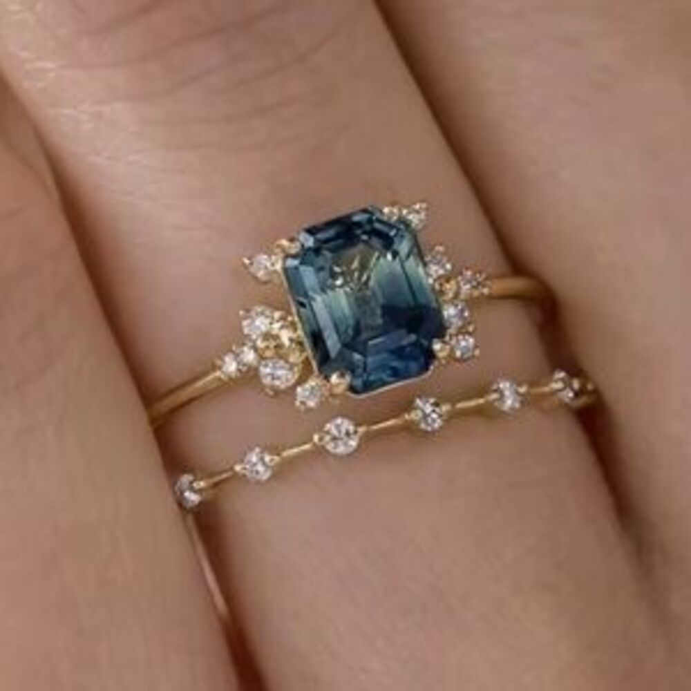Engagement Ring Set New Gold?2PC Bridal Ring Set Wedding Ring Size 6, 7 8
